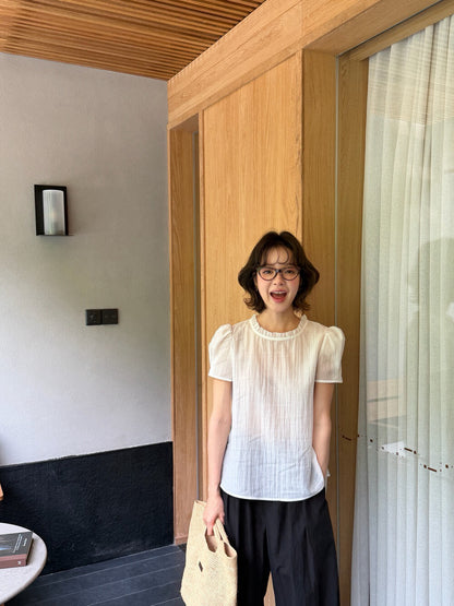 // 超美木耳邊領lyocell公主袖連腰繩BL