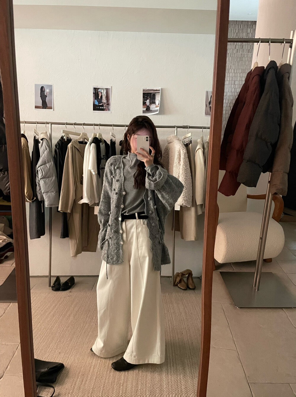 // 法式鈎花設計感抽繩V領立體裝飾CD