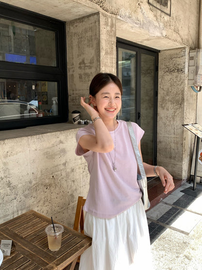 // 遮肩小飛袖lyocell棉TEE