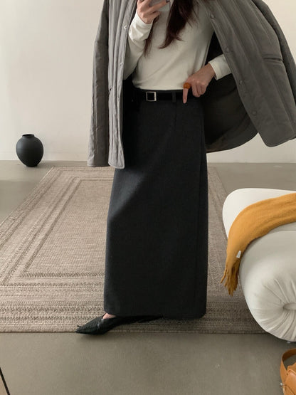 // 50%wool解鎖一切秋冬配搭的長款直筒裙