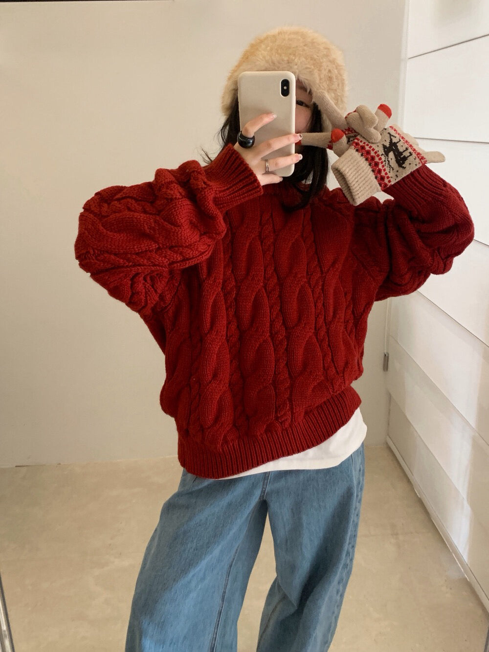 // 復古感扭紋麻花毛衣