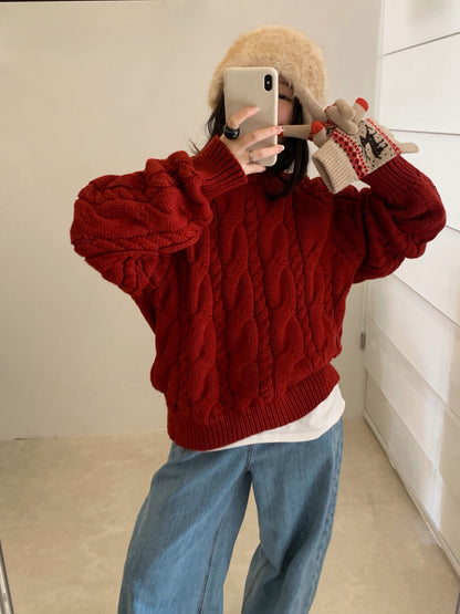 // 復古感扭紋麻花毛衣