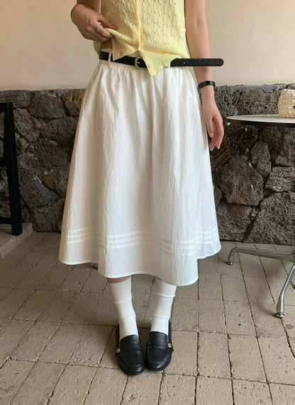 // 壓褶details裙腳五分傘裙(連腰帶)