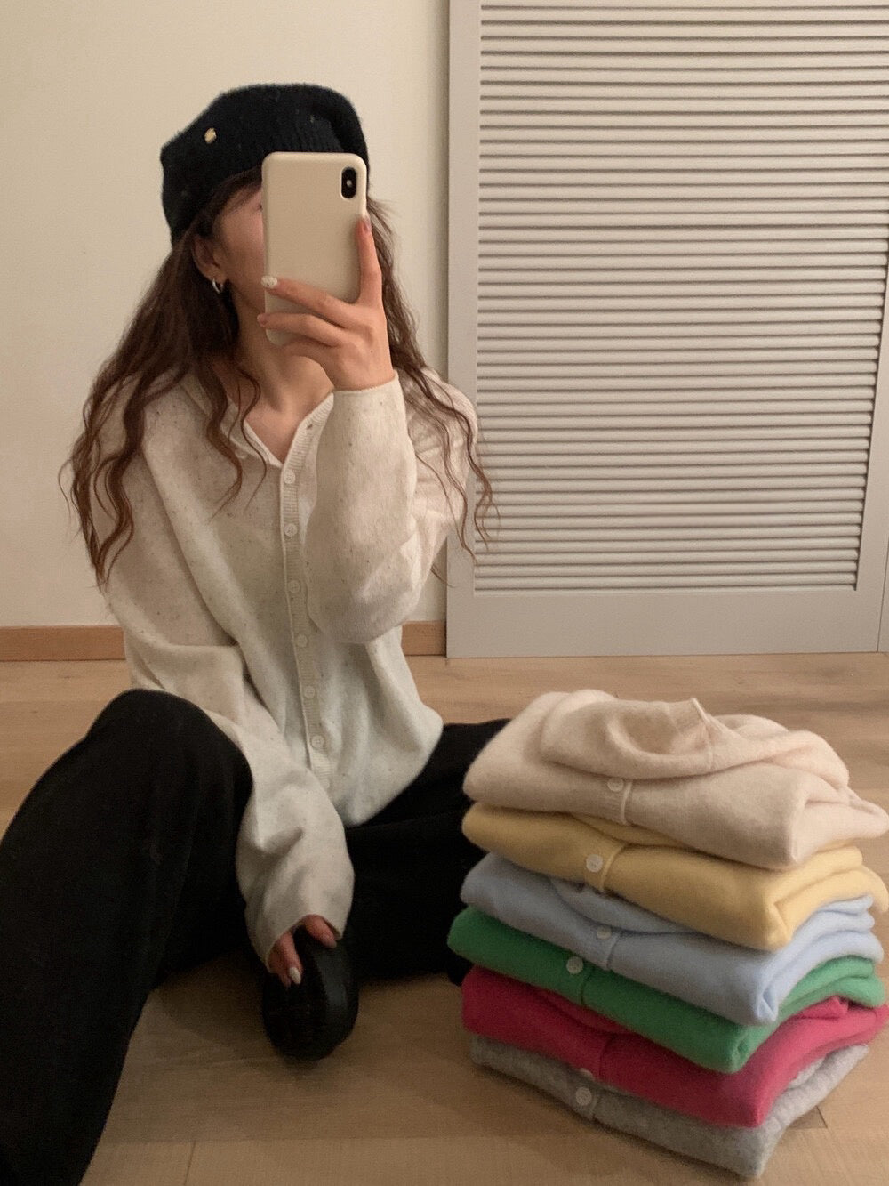 // 100%wool一體無縫連帽開胸NT