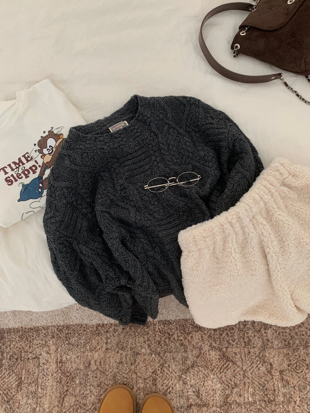 // 35%wool麻花紋慵懶毛衣