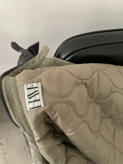 // 復古感做舊夾棉外套