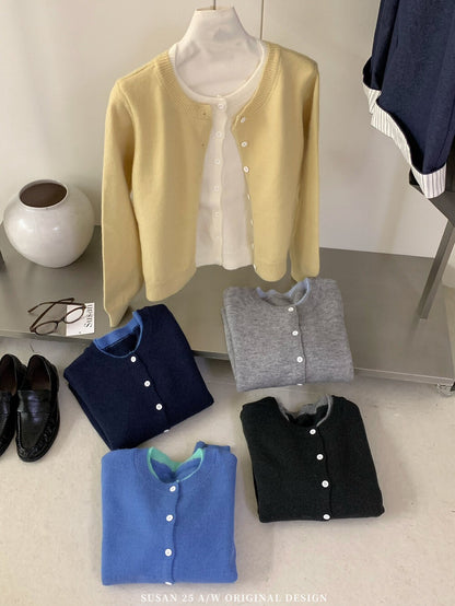 // 檔口爆款軟糯撞色假兩件CD