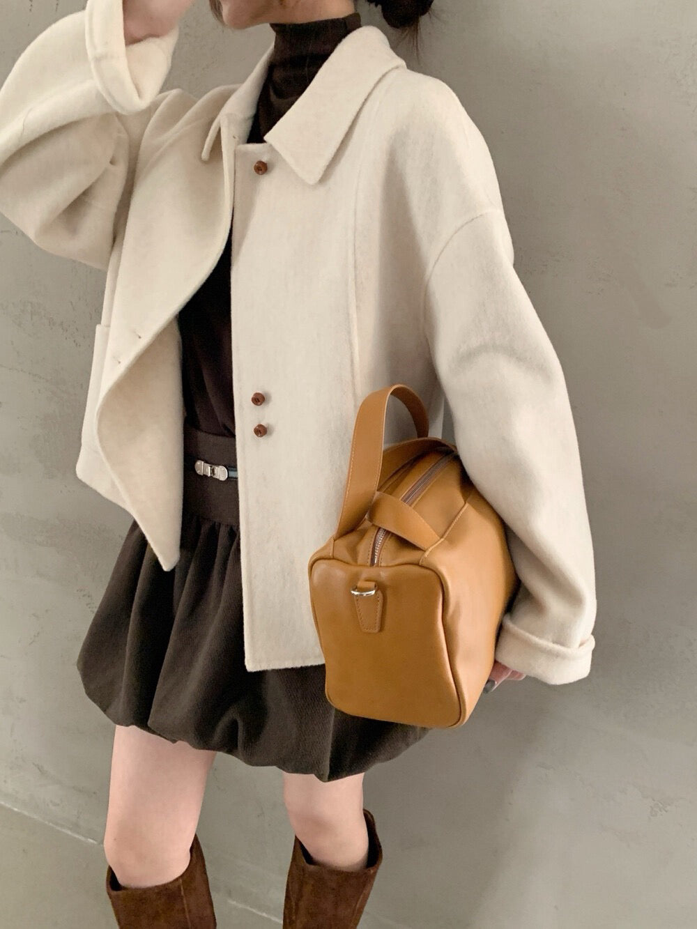 // 軟而不塌100%雙面羊毛特別鈕扣handmade外套