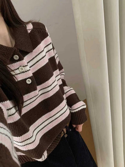 // 超美撞色鈕扣polo毛衣