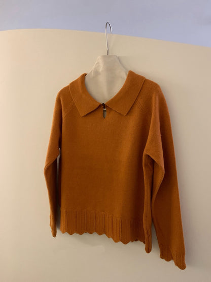 // 30%wool+30%raccoon鈎針衣擺一粒鈕翻領NT￼