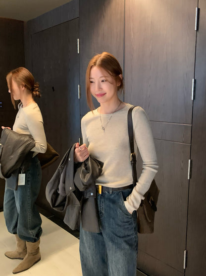 // 桑蠶絲+絲光羊毛親膚顯瘦薄針織￼