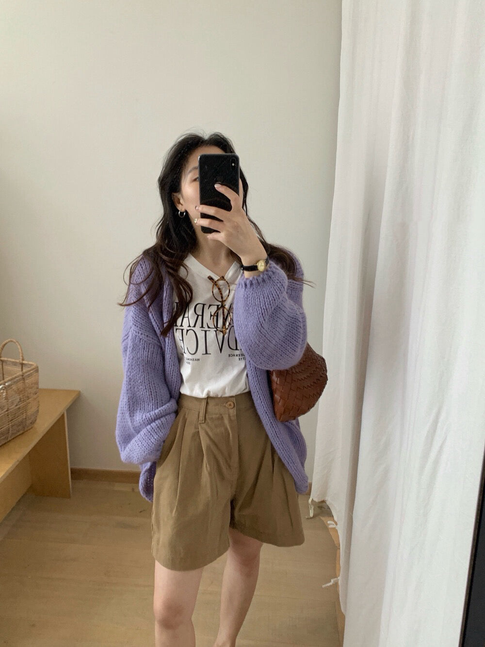 // 12%wool慵懶束袖口疏針CD