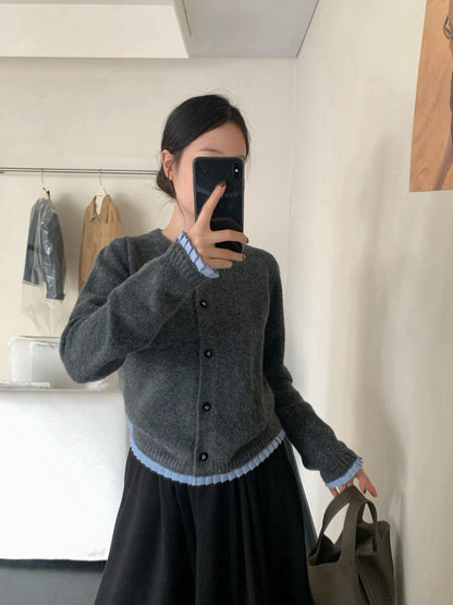 // 精緻鈕扣拼接百褶邊口袋軟糯CD