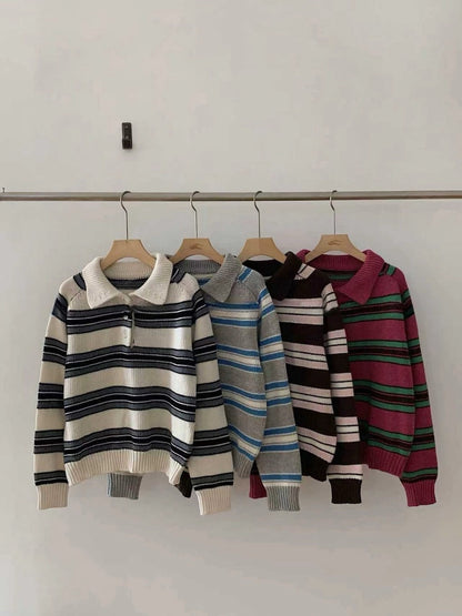 // 超美撞色鈕扣polo毛衣