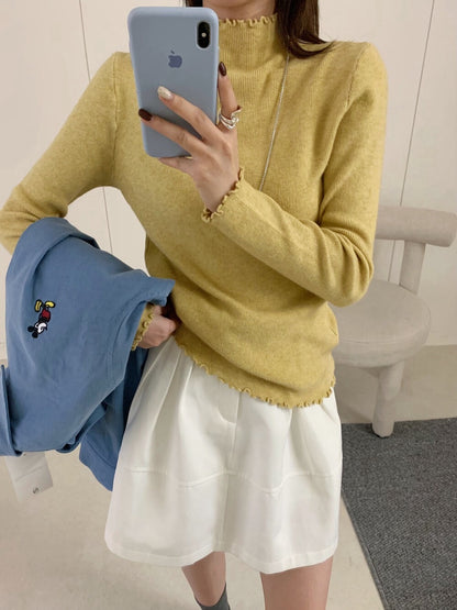 // 人手一件卷卷邊半領針織NT