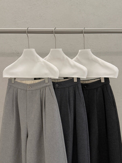 // 10%wool帥氣八分壓褶毛呢褲