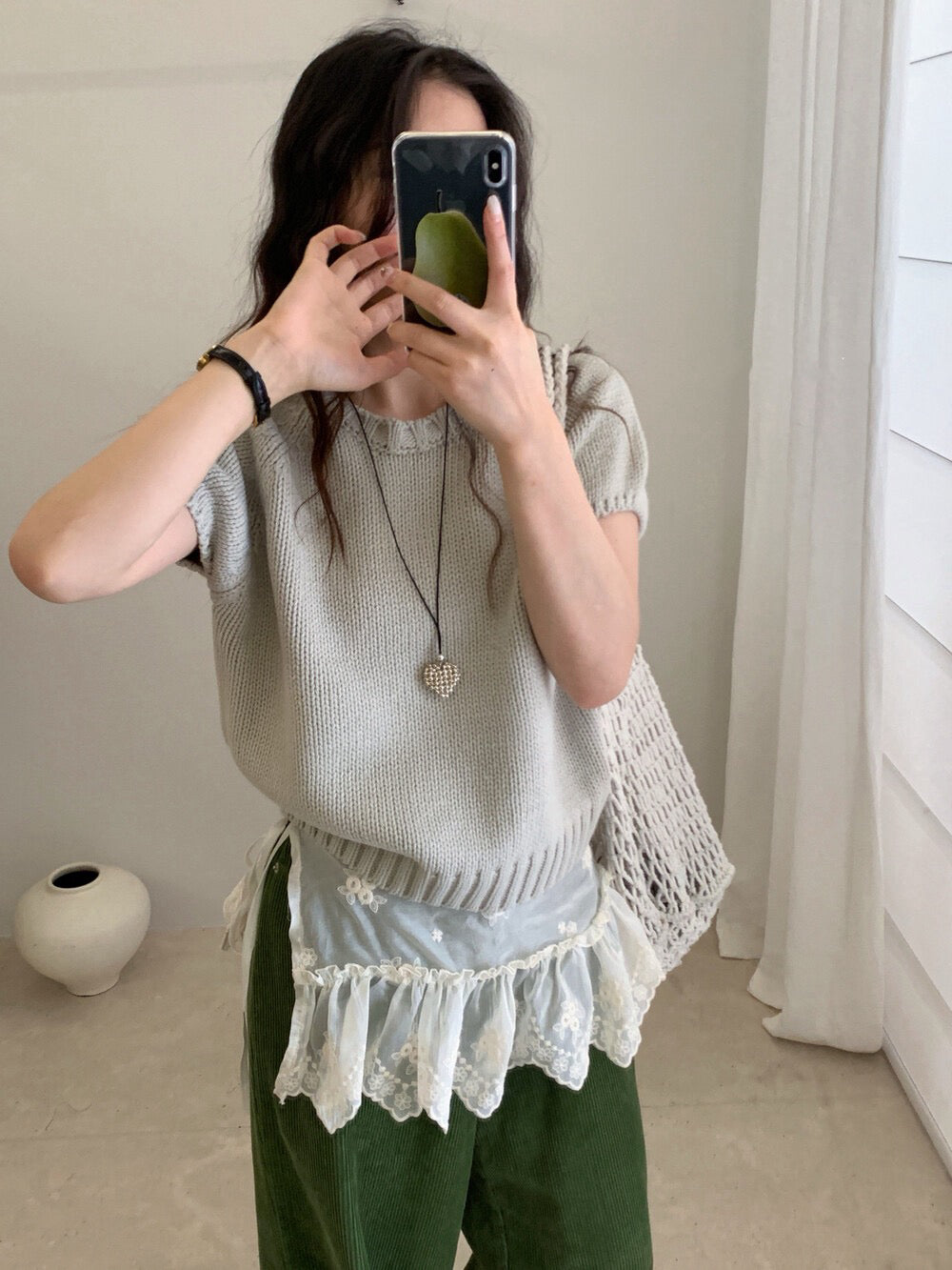 // 可疊穿粗織紋邊落肩短袖NT