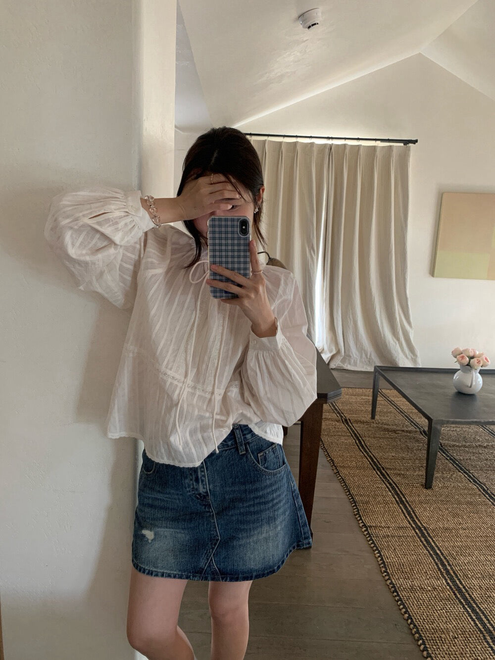 🤍 小花邊暗直紋綁帶BL