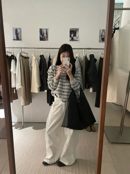 // 8%wool混色鈕鏤空間條CD