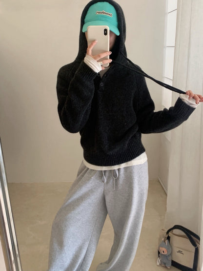 // 100%wool半鈕扣連帽NT