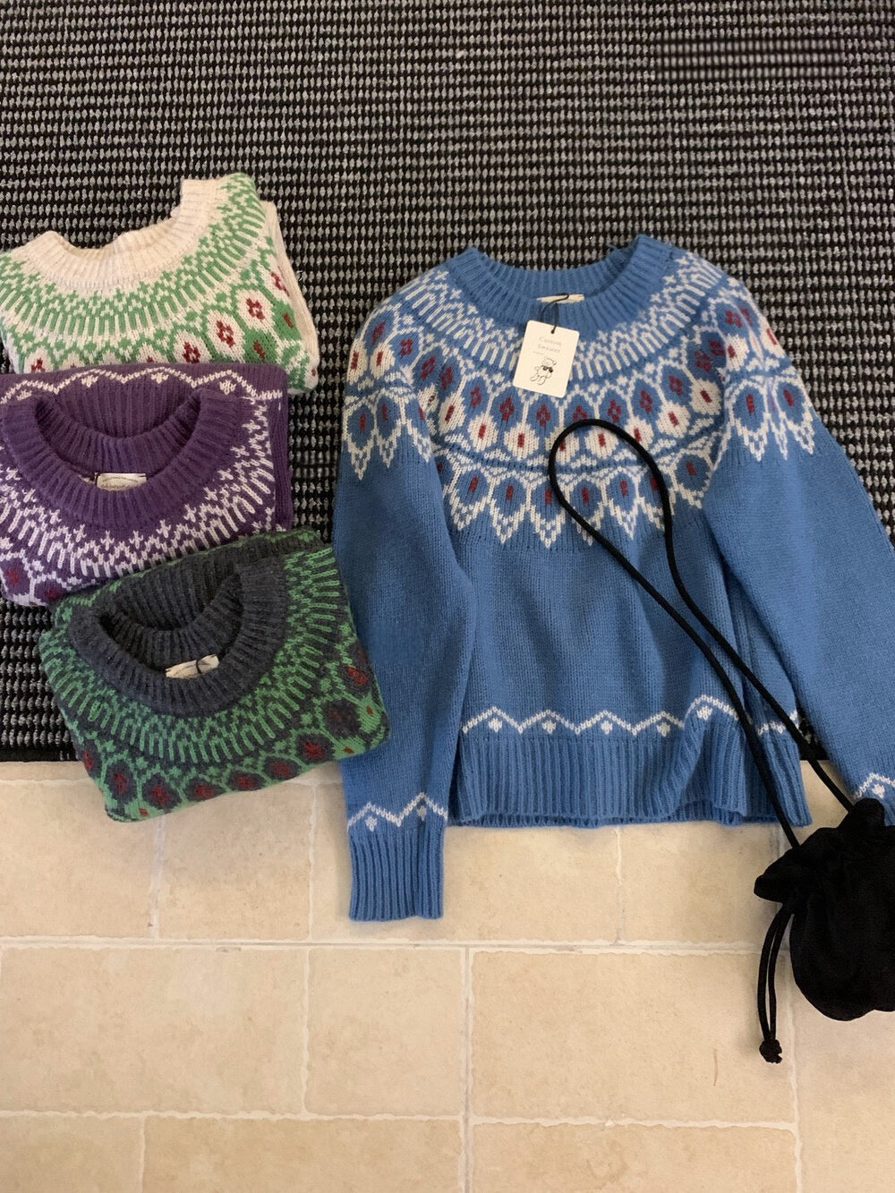 // 30%raccoon超美配色花紋毛衣