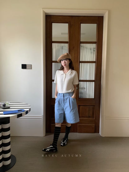 // 秋季薄羊毛翻領polo NT