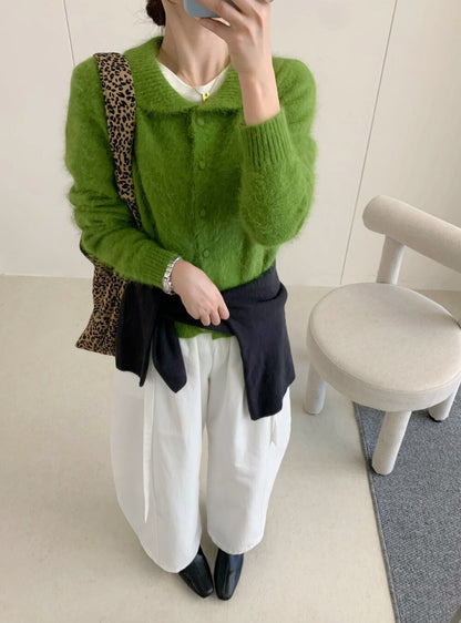 // 自帶柔光感40%兔絨圓翻領包扣NT