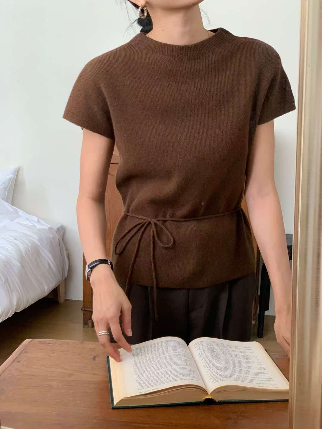 // premium fine wool連腰繩半領NT