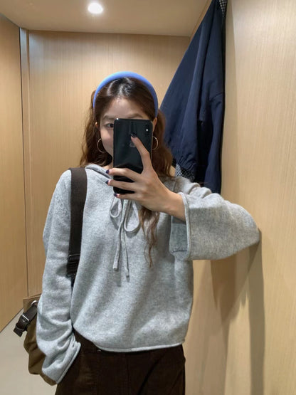 // 100%羊毛連帽卷邊毛衣