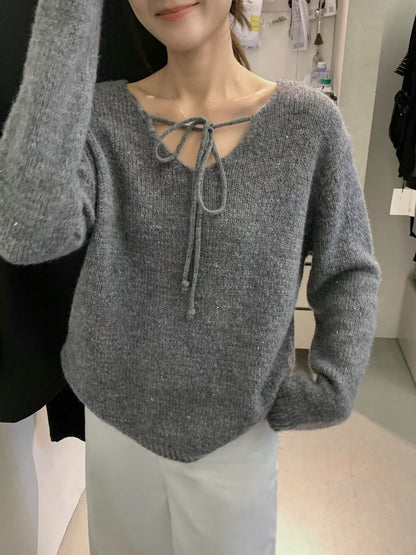 // 15%羊毛綁帶領bling bling毛衣