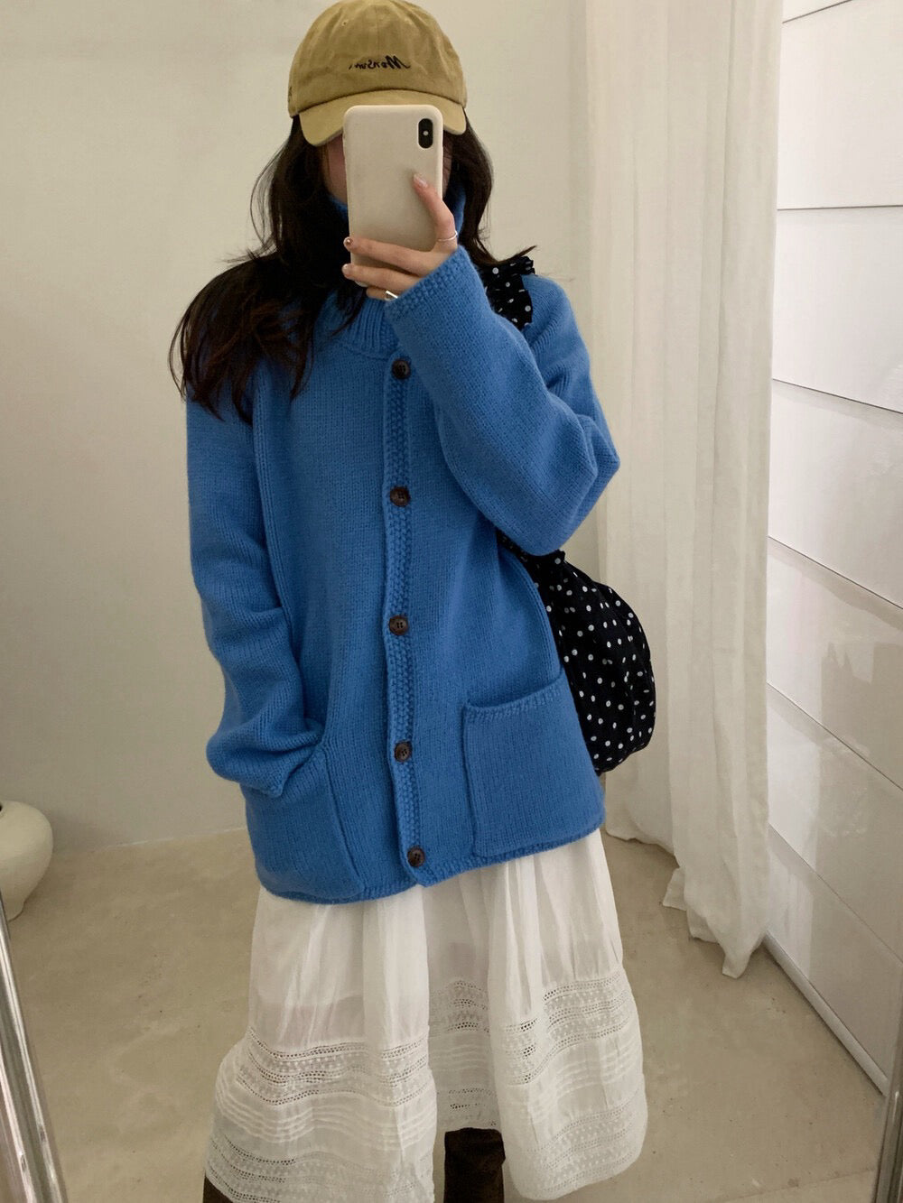 // 小半領口袋排扣中長CD