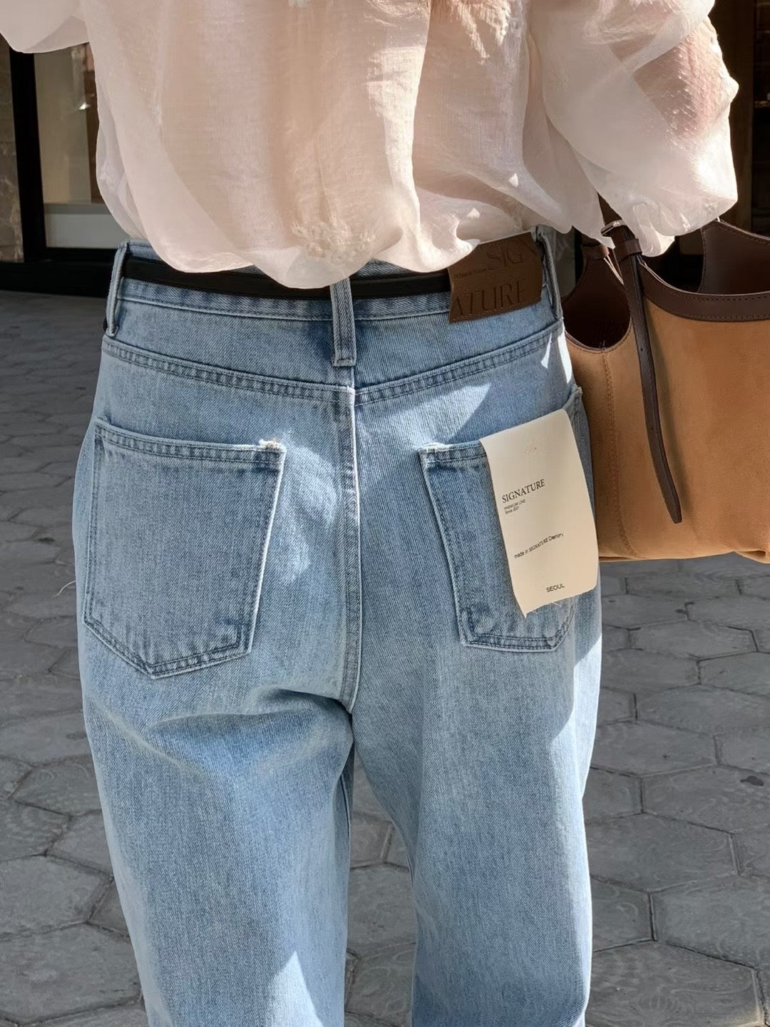 設計師款 // premium denim淺洗水直腳牛仔褲