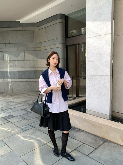 📖 設計感連腰帶粗百褶中裙
