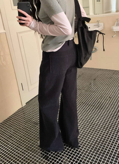 // 設計感口袋燈芯絨全長褲
