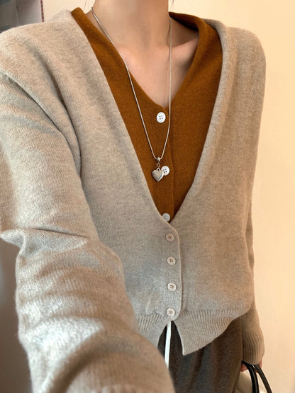 // 深V撞色假兩件開胸CD