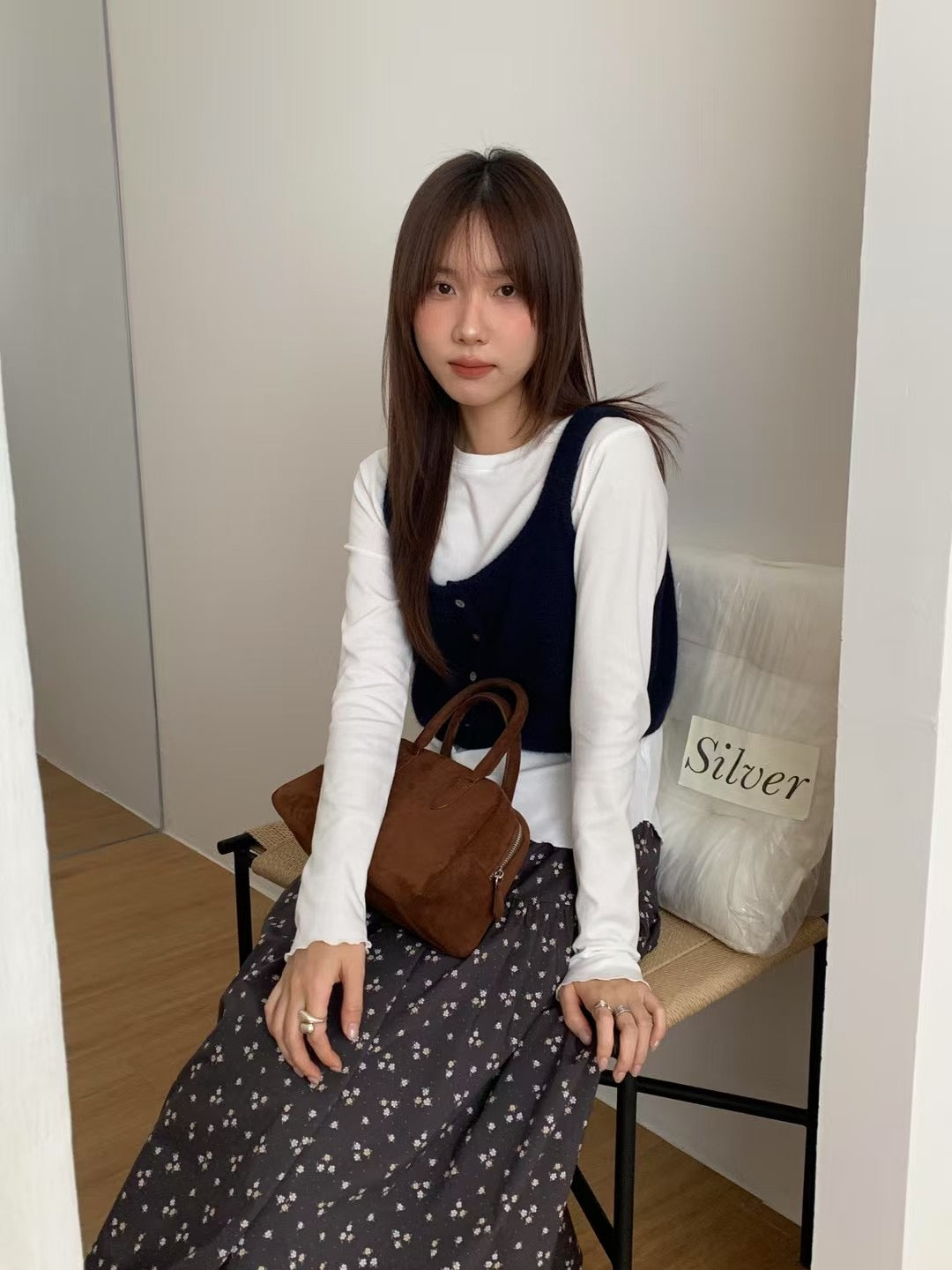 // 小碎花層層中裙