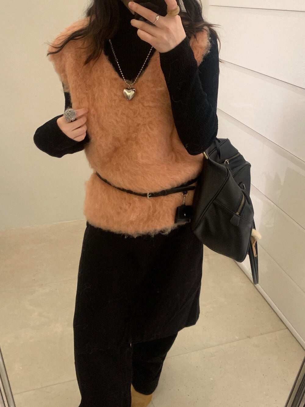 // 圈圈羊毛拉絨疊穿背心