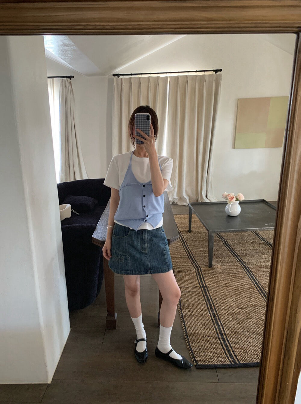 // 美式復古洗水口袋牛仔短裙