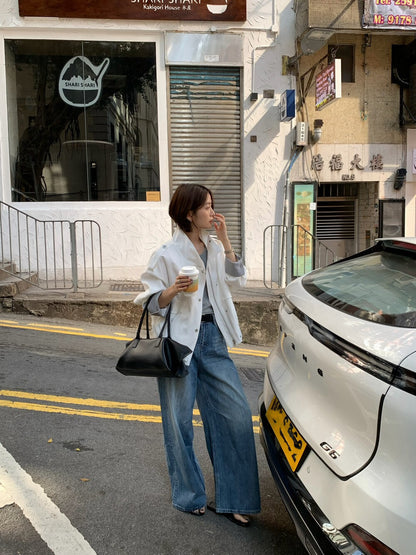 🪽 lyocell棉立領拼間反袖工裝外套