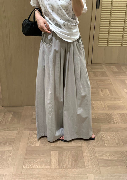 P26 / 100%棉質超顯瘦壓褶闊腳休閒褲