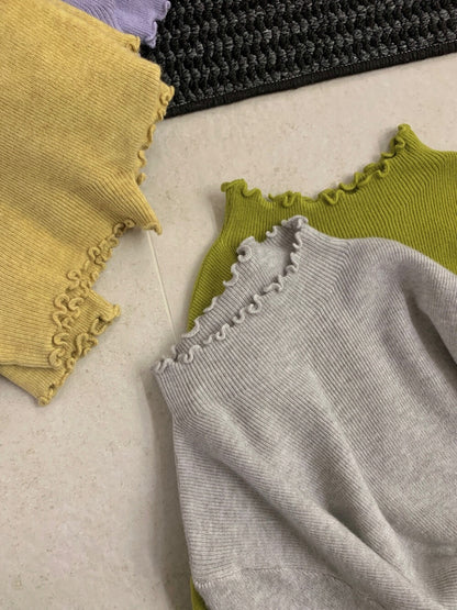 // 人手一件卷卷邊半領針織NT