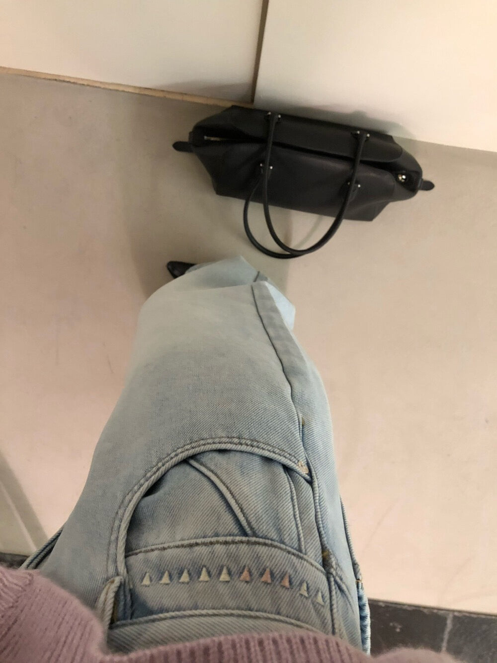 // 口袋位小details加絨全長牛仔褲