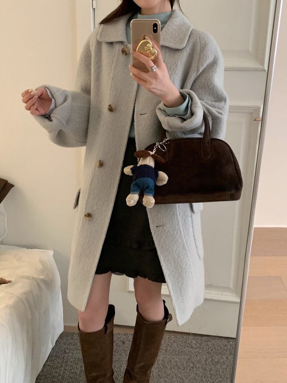 // 10%alpaca+80%wool口袋翻領長長外套