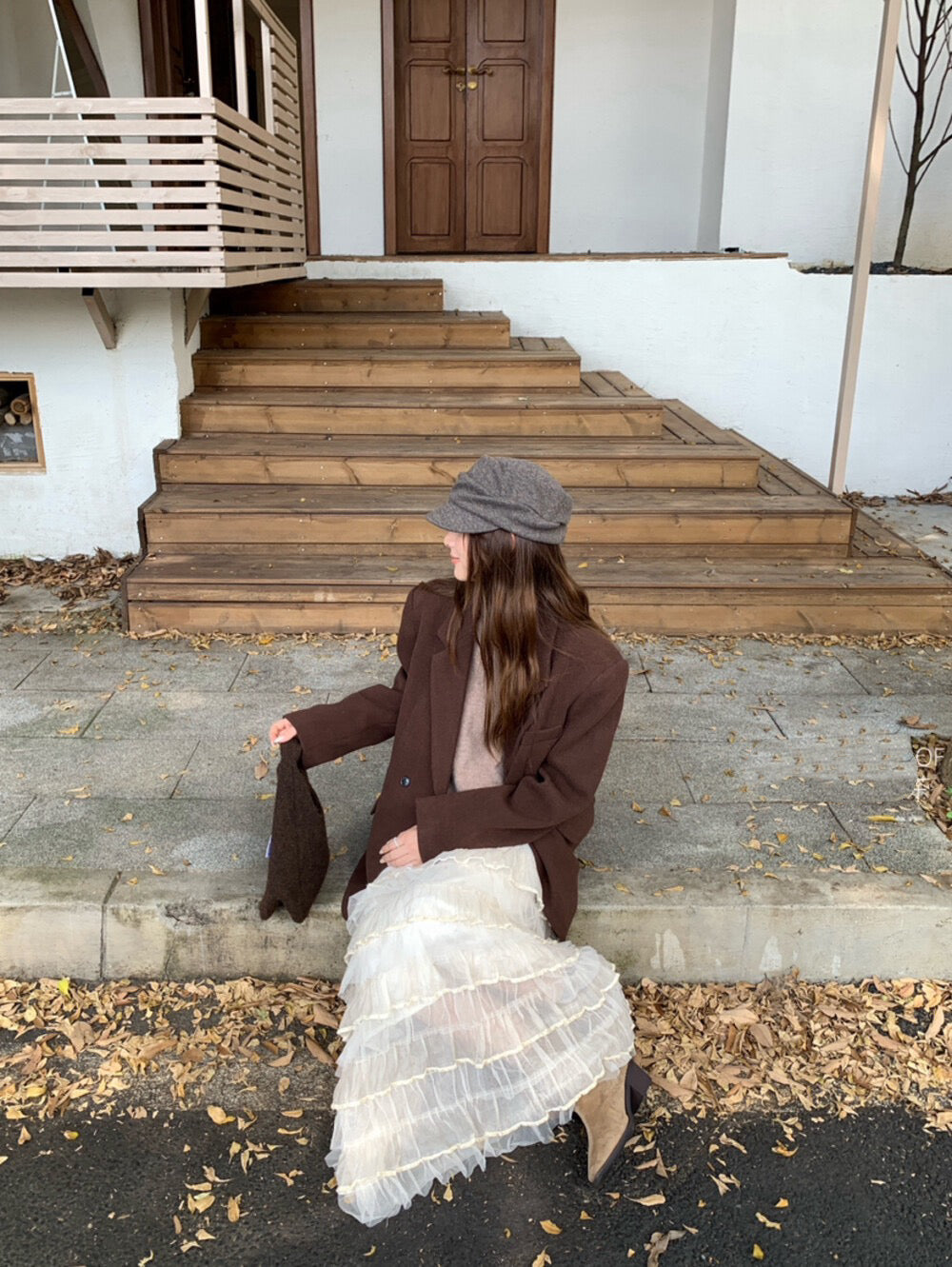 // 10%wool經典雙排扣毛呢西裝外套