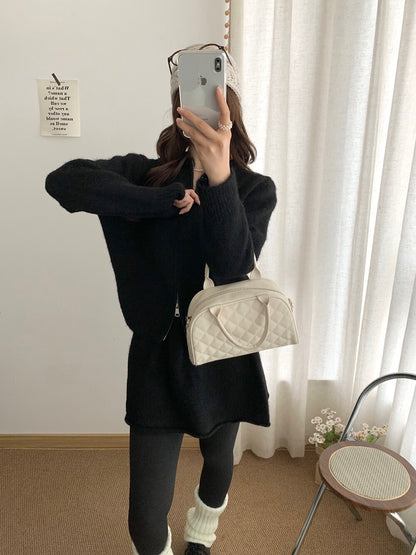 // 性價比超高！圓領拉鍊外套+短裙針織套裝