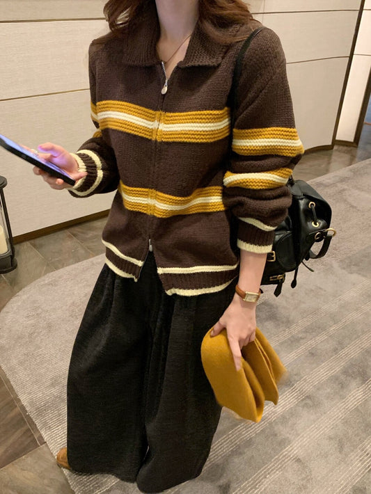 // 復古感撞色織紋間拉鍊CD