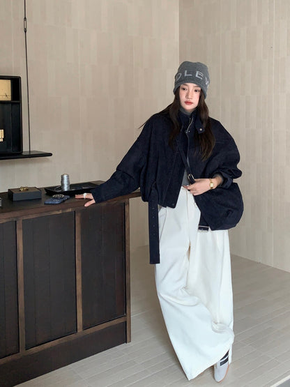 // 質感超好的雪尼爾絨帥氣短款外套