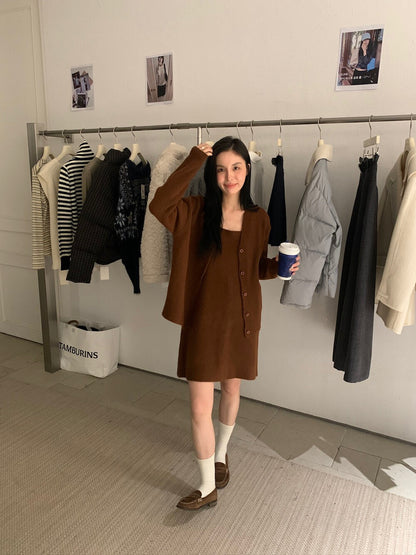 // 氣質針織背心OPS+外套套裝