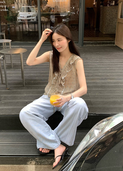 // 法式浪漫荷葉lace邊小碎花BL