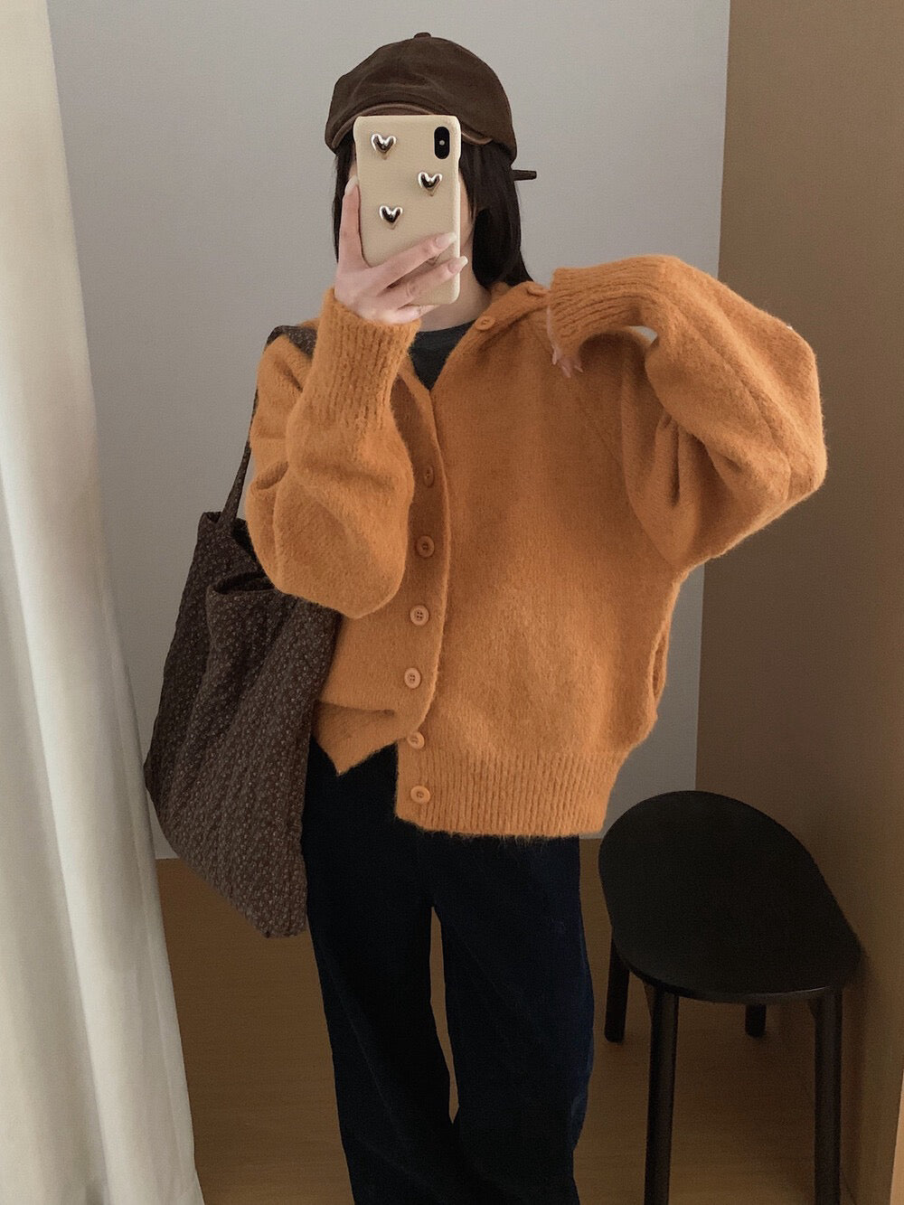 // 軟糯感連帽6色排扣毛衣